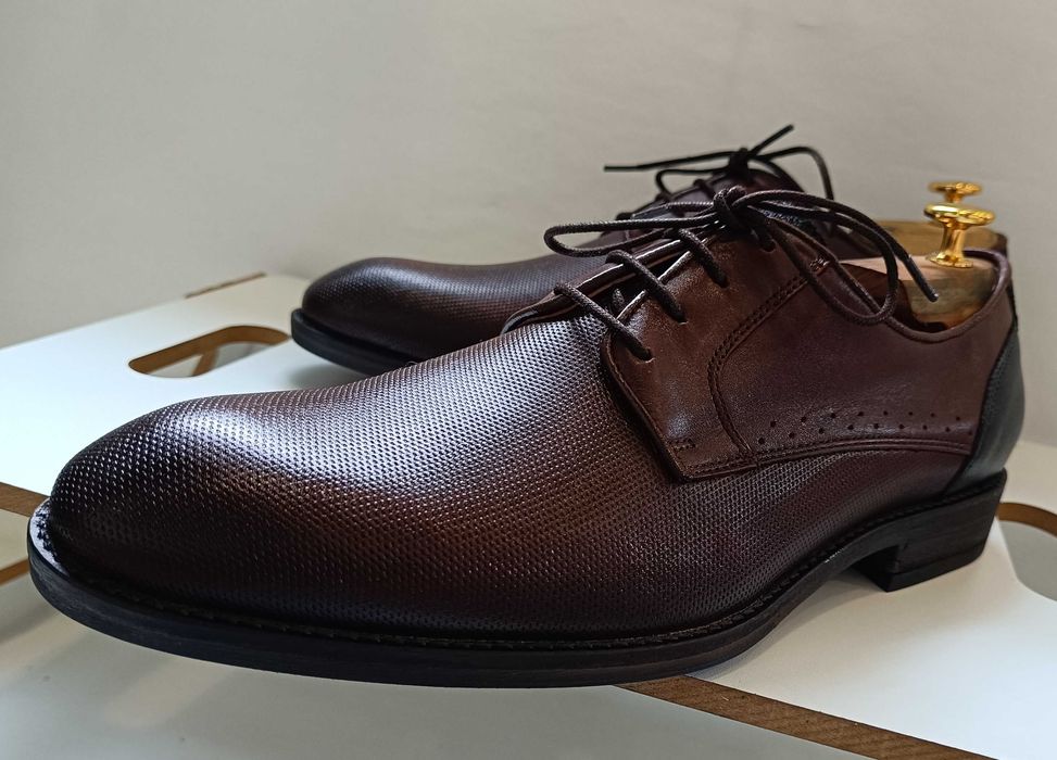 Pantofi derby 43 plain toe premium Oliver Jacob NOI piele naturala