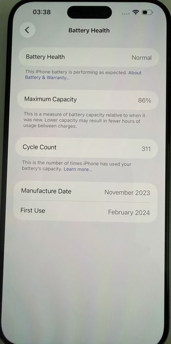 Iphone 15 Pro Max, 256GB, Black, 86% baterie