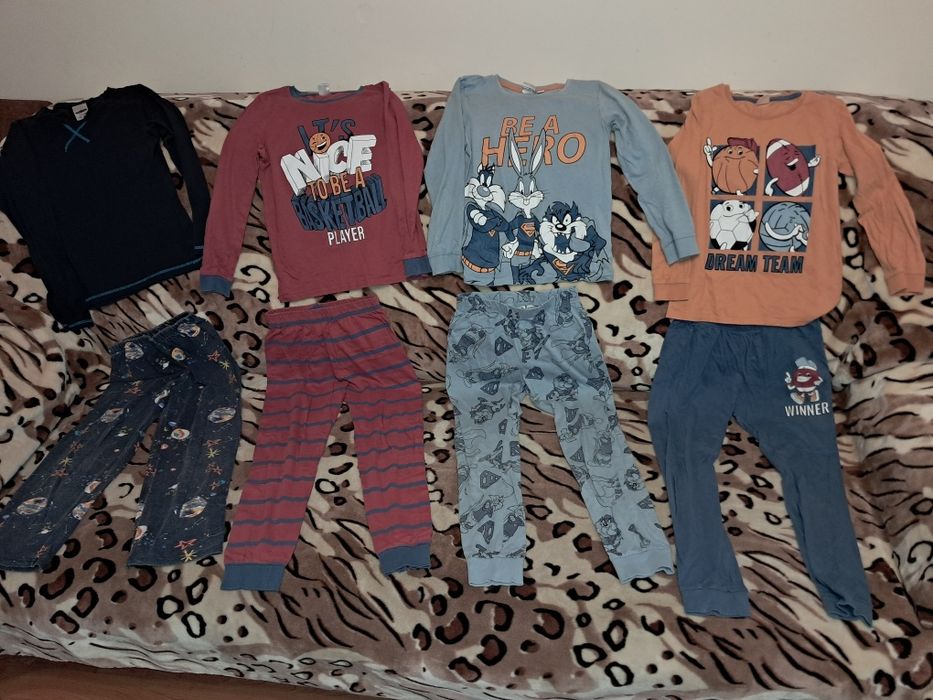 LOT 4 perechi pijamale copii, 100% bumbac, marimea 122-128