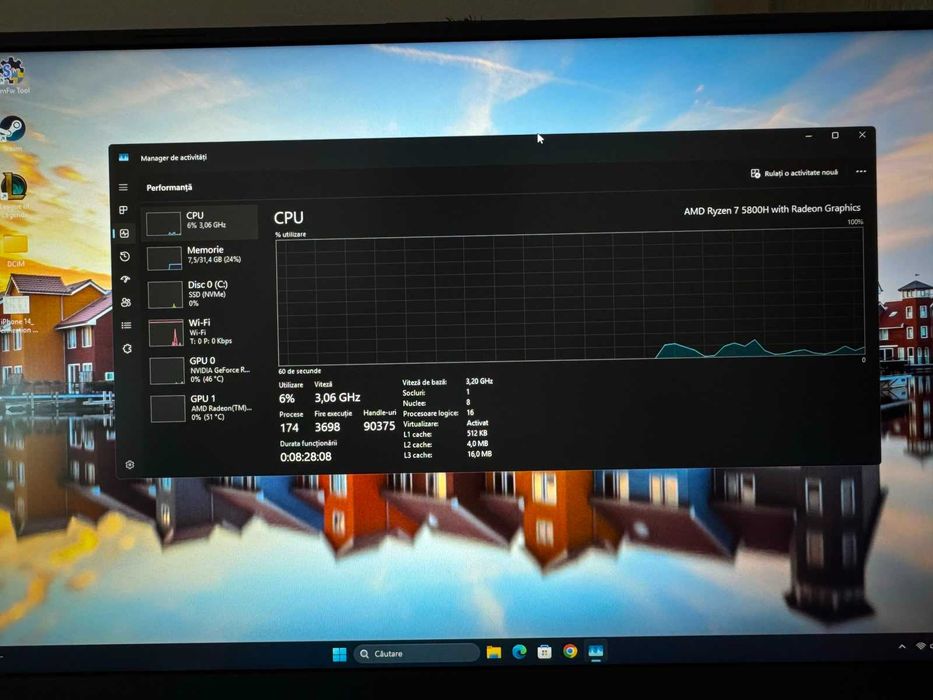 Laptop Gaming ASUS ROG Strix G17 G713QE cu AMD Ryzen7 5800H, 17.3", Full HD, 144Hz, 32GB, 512GB SSD, NVIDIA  RTX 3050 Ti 4GB