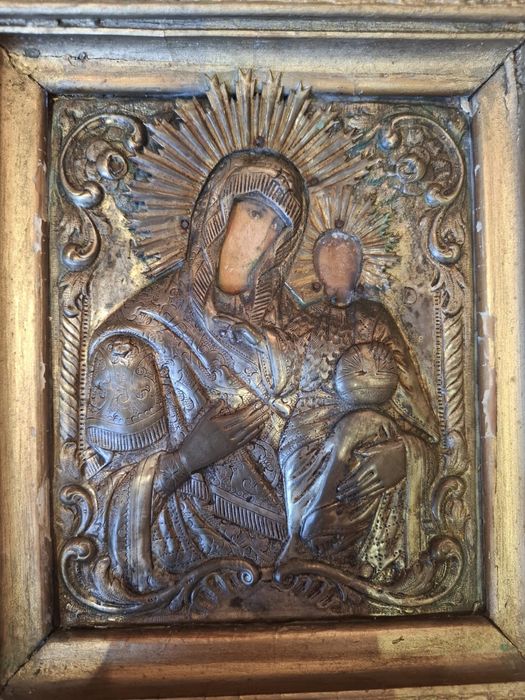 Icoană interbelică Maica Domnului cu pruncul în brațe