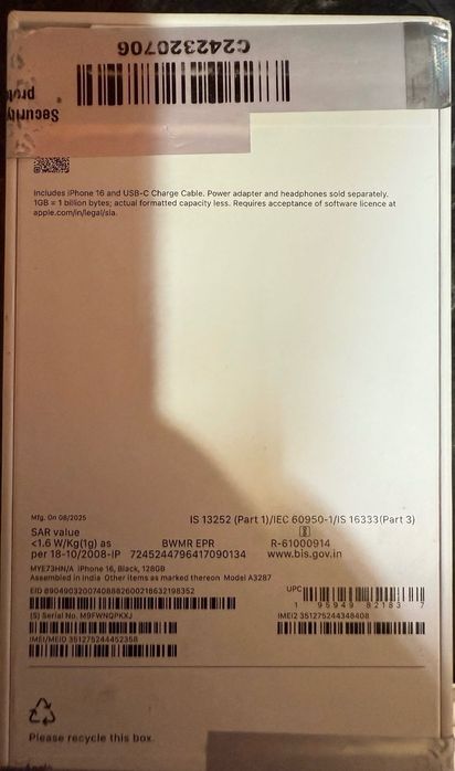 iPhone 16 black 128 gb Новый в коробке