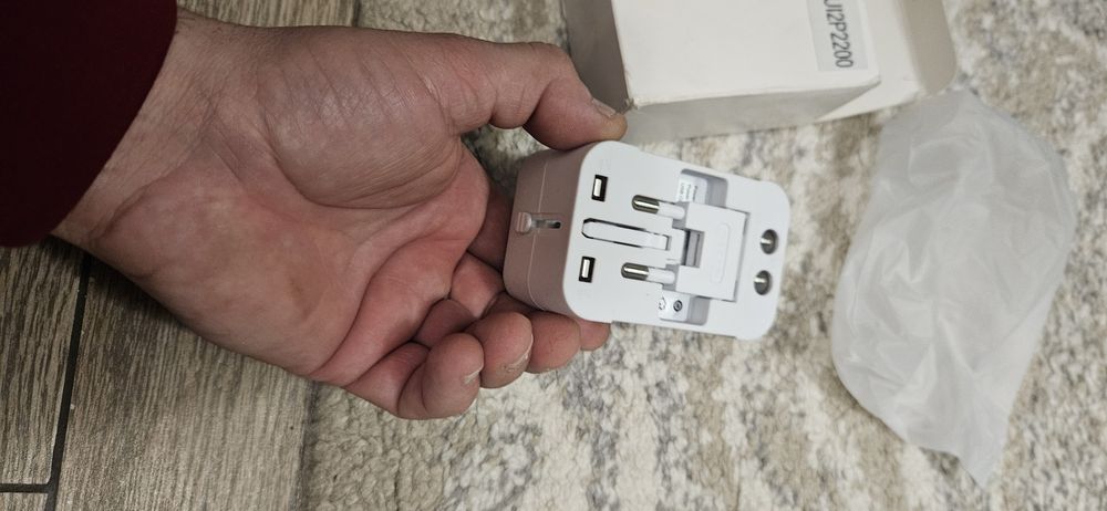 Adaptor pentru Priza 2 x USB EU  UK AUS, US, D52, Silicon, White