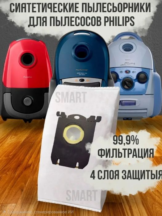 Мешки для пылесоса фильтры PHILIPS.
Количество фильтров
Одноразовы