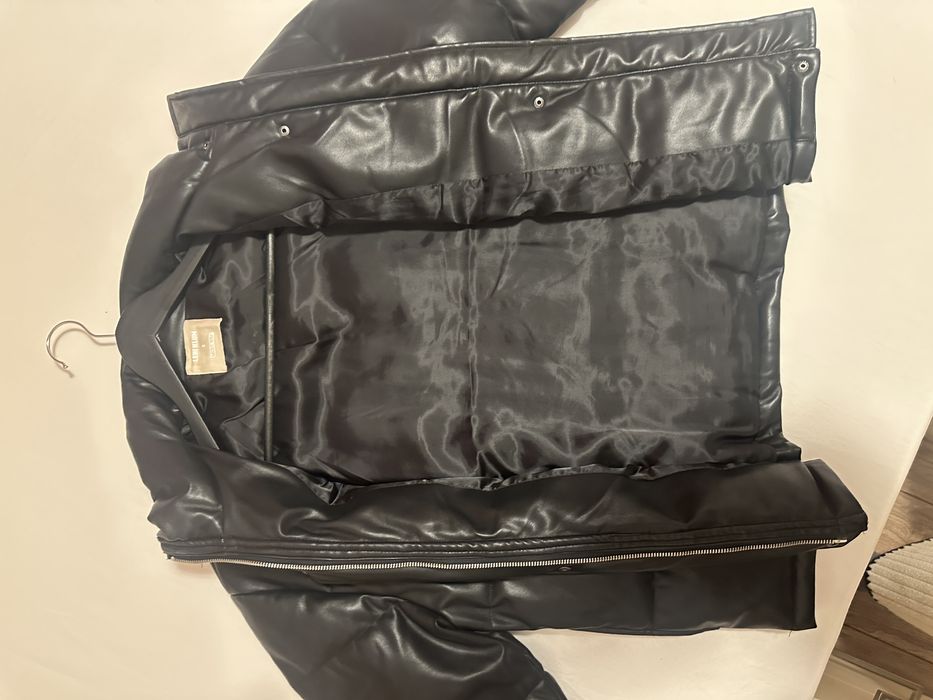 Черно кожено,зимно яке