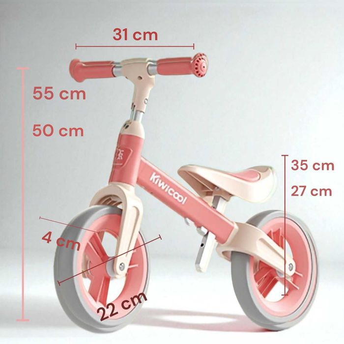 Bicicleta de echilibru-80-110cm, inaltime reglabila roti spuma EVA roz