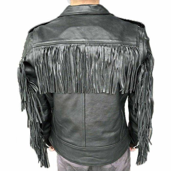 Кожено мото яке Motomall с ресни HARDROCK