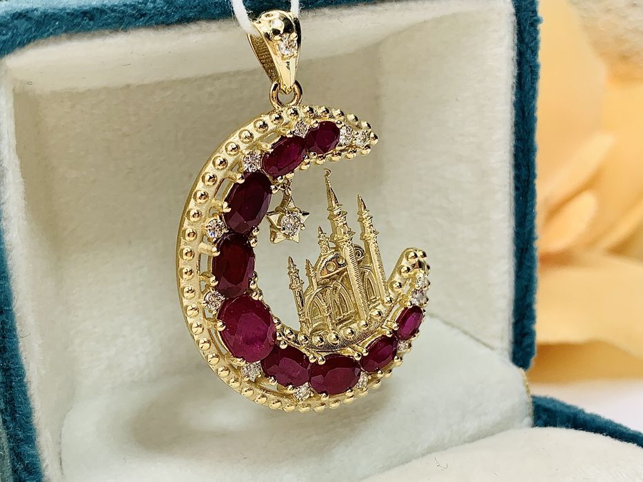 Дизайнерский золотой кулон – Мусульманский полумесяц