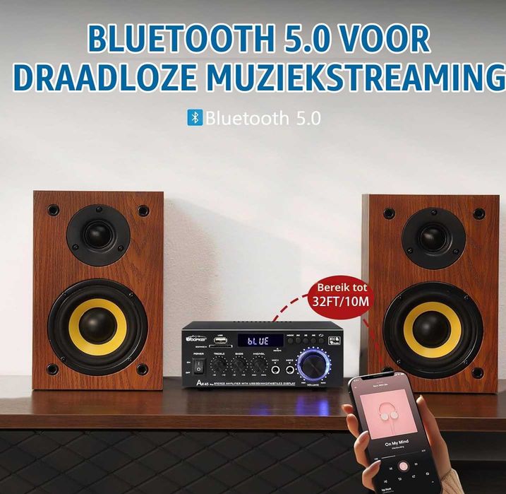 Amplificator stereo WOOPKER AK45 Pro HiFi, 50 wați, mini audio cu 2 canale