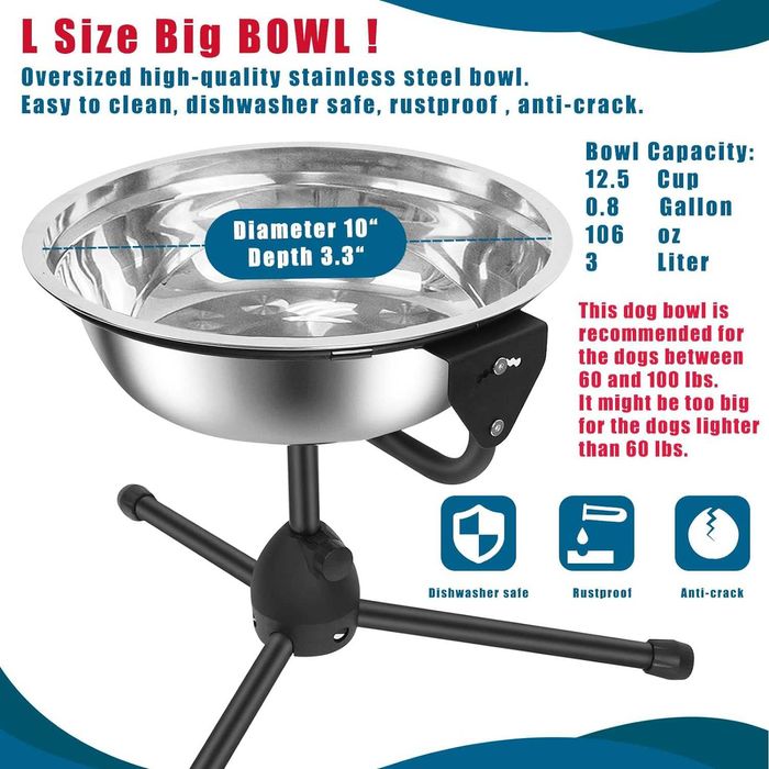 Повдигната купа за кучета Vexong, голям размер, 27 - 45 кг, 3-литрова