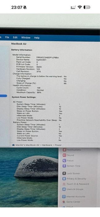 MacBook Air M3 15 inch 98%