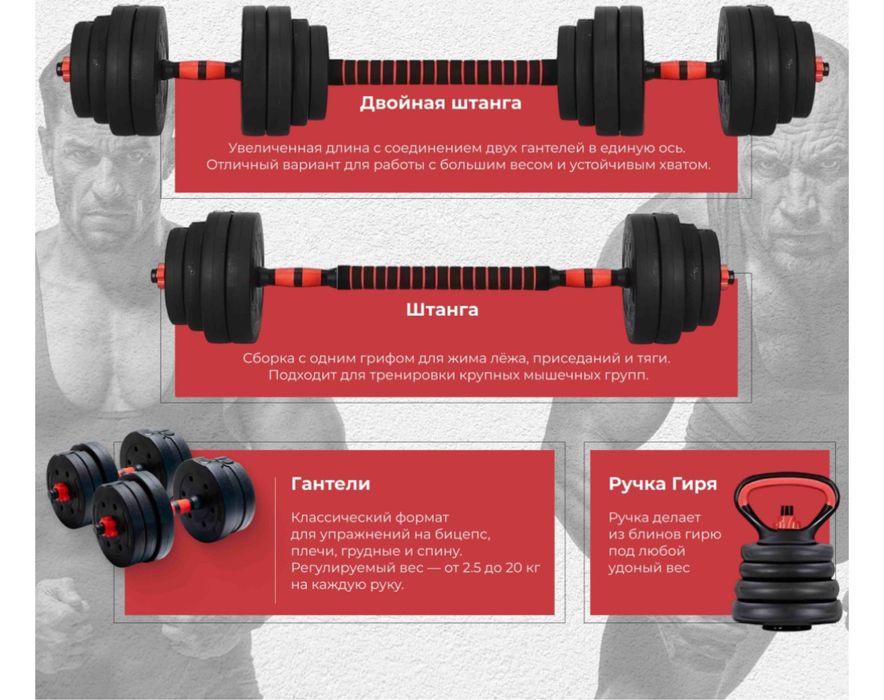 Гантели разборные весом 40кг