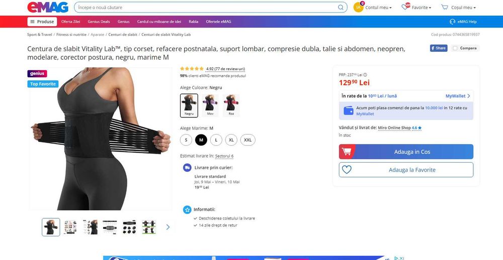 Centura postnatala modelatoare, sustinere abdominala, de la 129RON