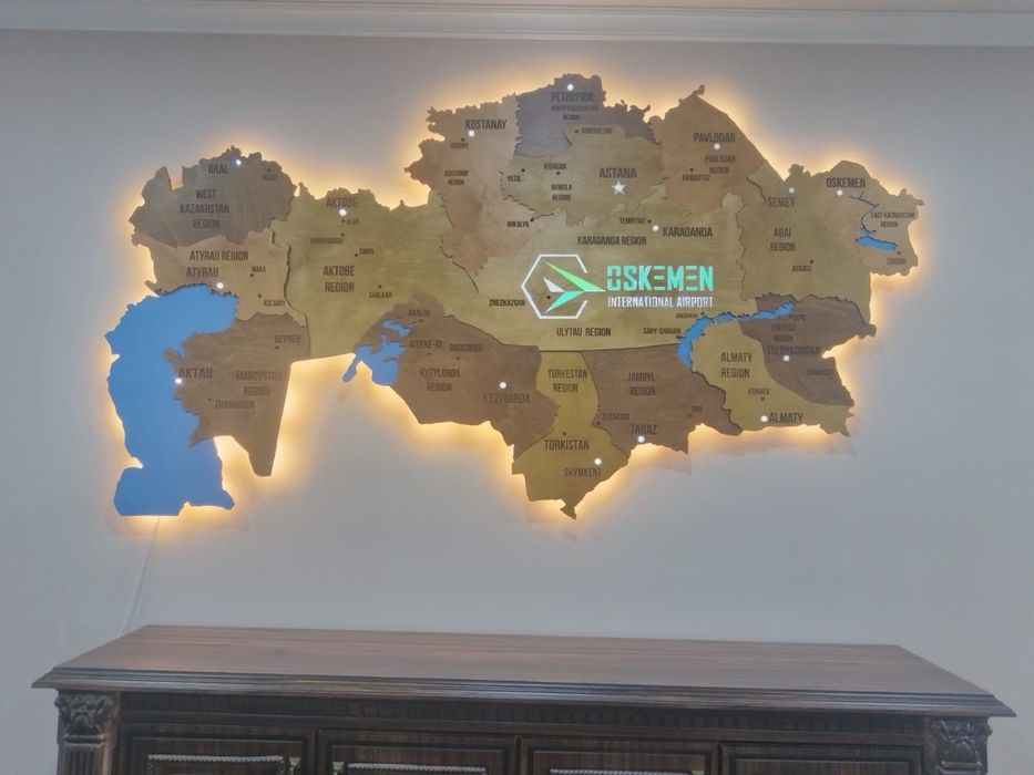 Казахстан карта с подсветкой