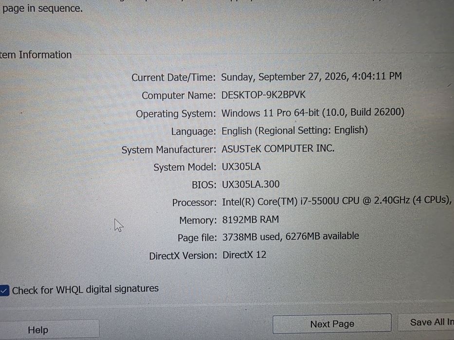 Laptop Asun Zenbook UX305LA  I7