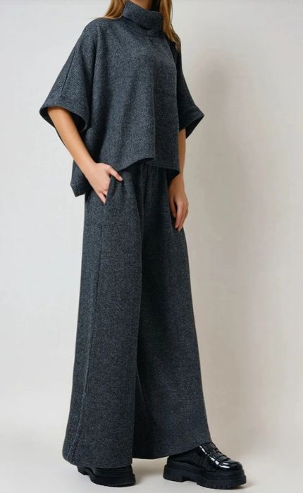 Set tricotaj antracit bluza+pantaloni