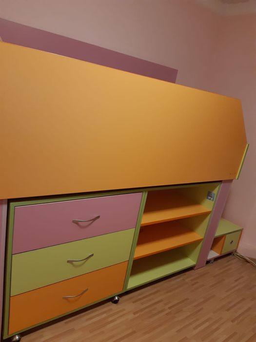 mobilier copii pat supraetajat + dulap + birou