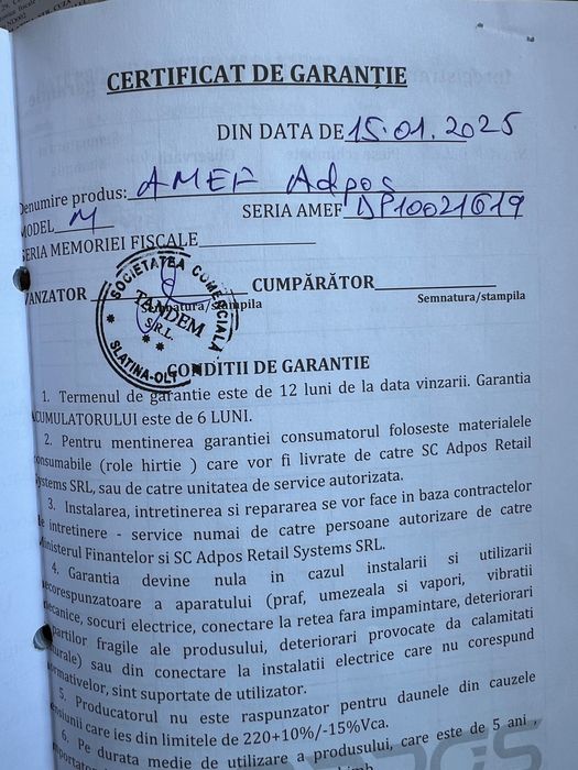 Casa de marcat ADPOS M, în garanție și defiscalizată