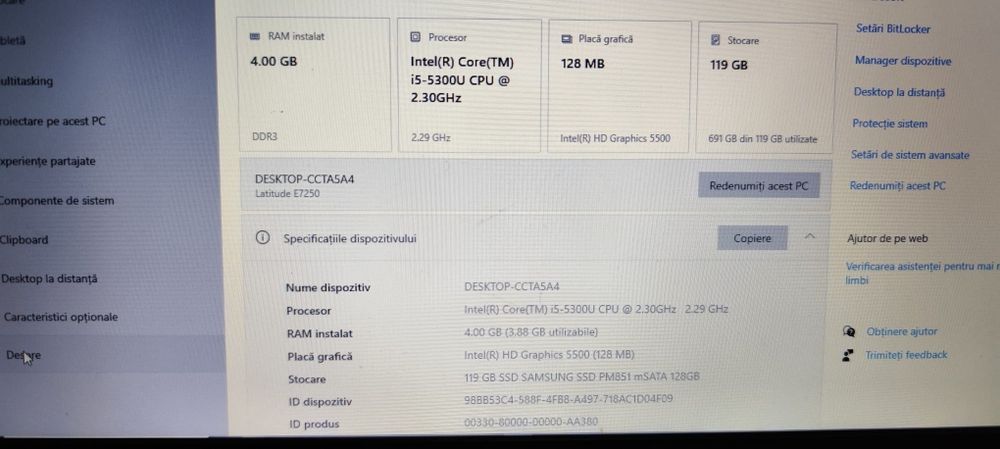Laptop Dell Intel i5 5309 u 128 ssd 4 GB RAM