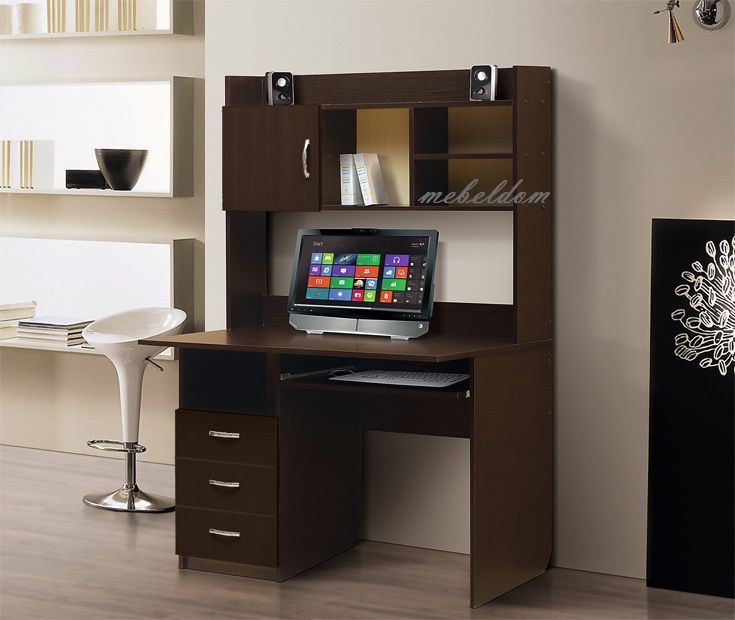 Бюро 110см. с надстройка,3 чекмеджета и клавиатура(код-1079)