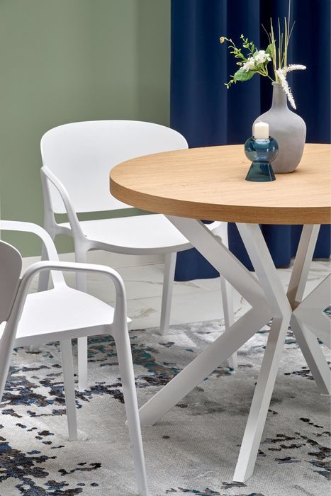 Трапезна маса Peroni златен дъб с бели крака