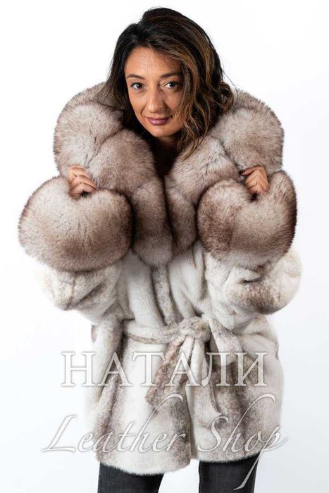 Дамско ексклузивно палто от алпака с косъм Жасмин