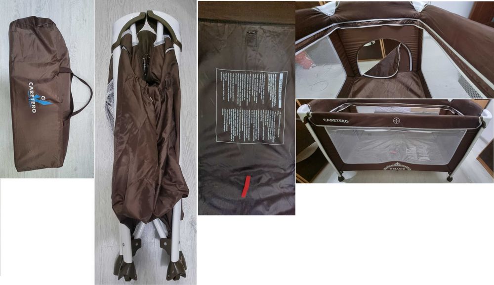 Pătuț pliabil premium Caretero Deluxe – foarte puțin folosit, stare excelentă