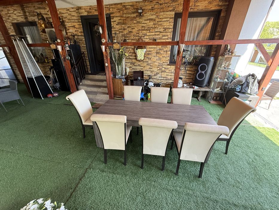 Masa living | sufragerie | dinning cu 8 scaune