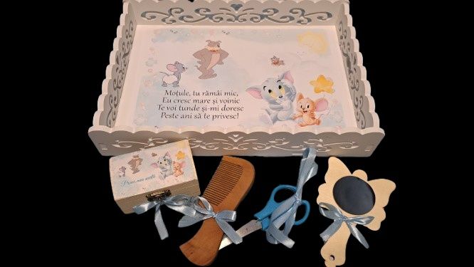 Tavita de mot sau turta, pentru băiat sau fata, set de 5 piese