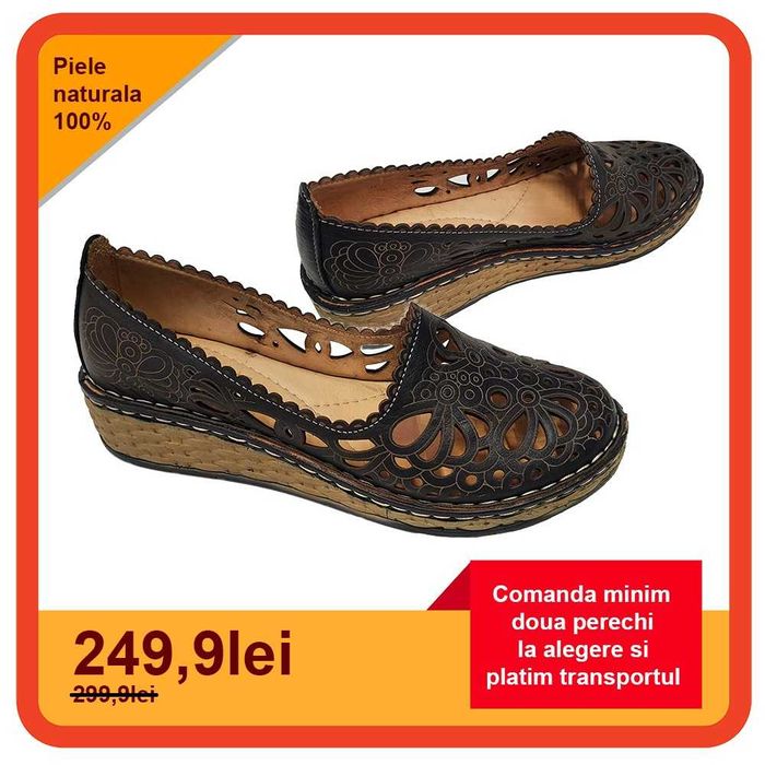 SHOETIQUE.RO Balerini dama talpa ortopedica piele naturala decupata