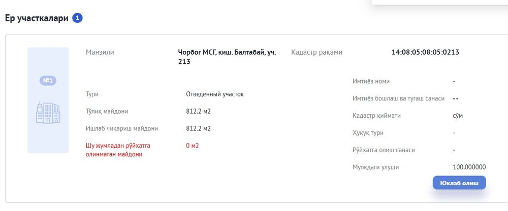 Ер участкаси сотилади