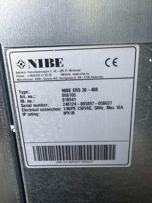 NIBE ERS 30-400 - Recuperator de caldura cu ventilatie