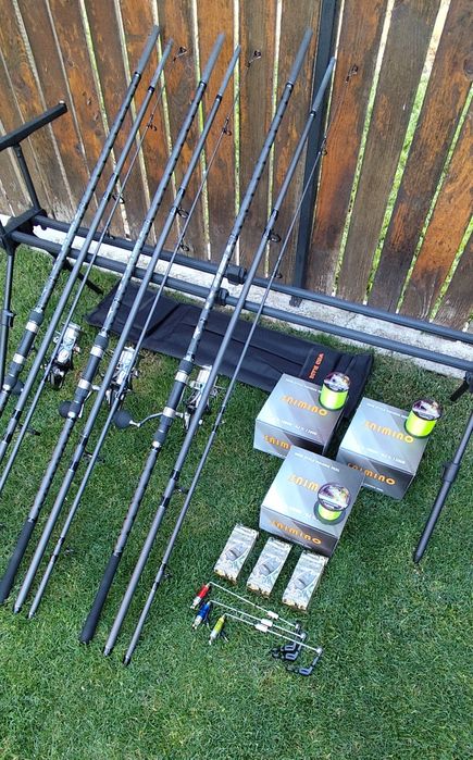 Set 3 Lansete 3,90m,3 Mulinete 10.000 Long Cast,Rod Pod,Senzori