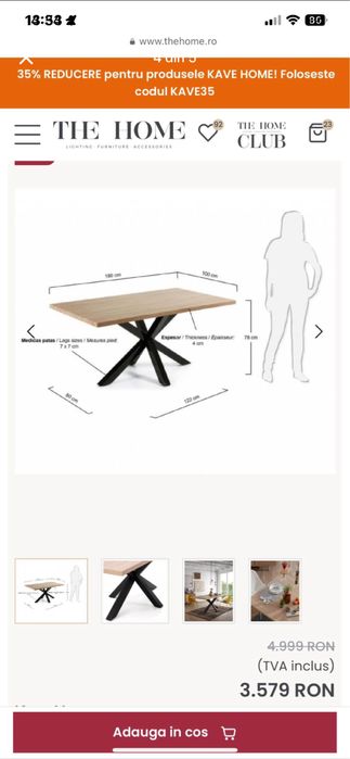 Masa dining Cave Home