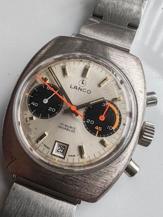 Ceas Lanco Chronograph Panda Dial 37,5 x42 mm Funcționează Impecabil!