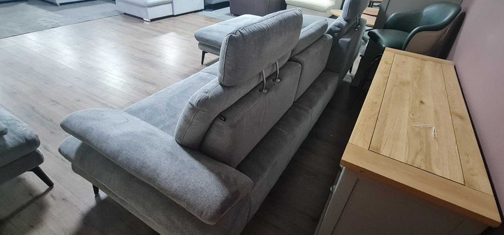 Сив комплект дивани от плат ъглов диван и тройка "Dieter Knoll"
