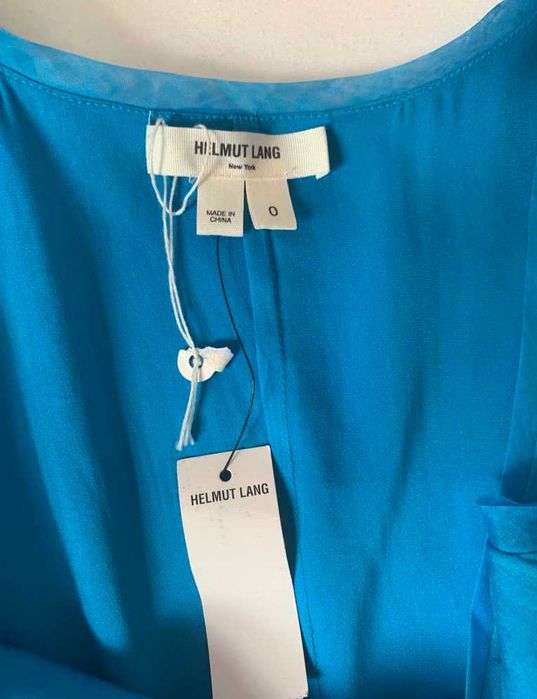 Helmut Lang Superba Rochie Chic Tunică Albastru Mătase Marime: 2XS