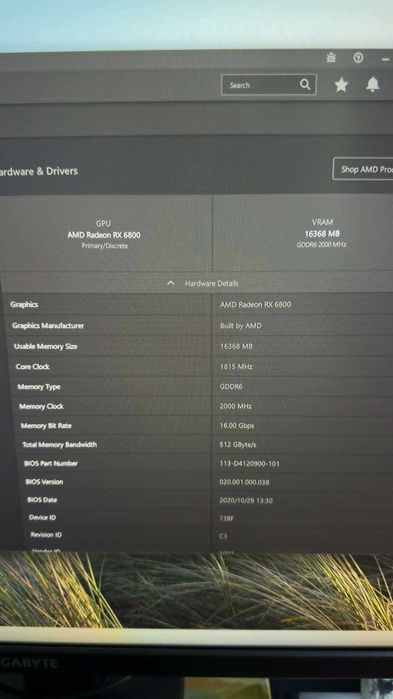Видеокарта GIGABYTE Radeon™ RX 6800 16GB