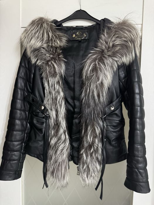 Куртка кожаная с мехом песца
