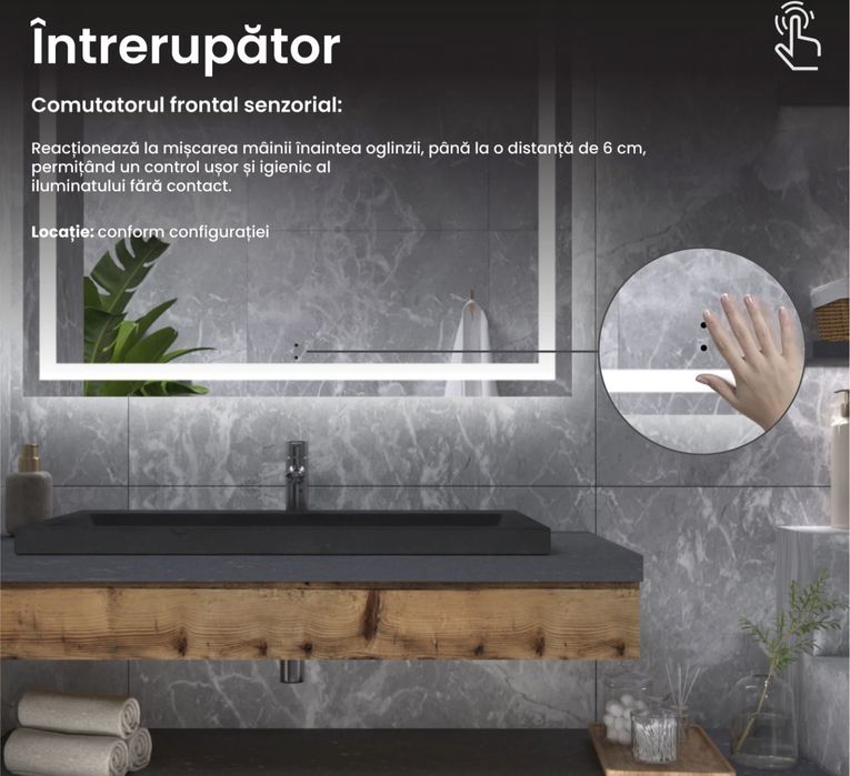 Oglindă iluminată LED cu funcție Bluetooth