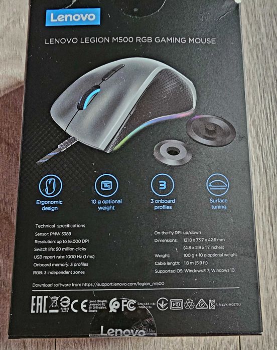 Про гейминг мишка Lenovo M500 RGB 16000 DPI 7 бутона 1ms Omron