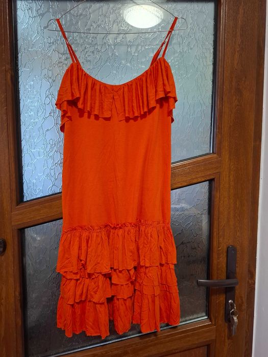 Rochie BSB nouă culoarea portocaliu 100% vâscoză mărimea M-L