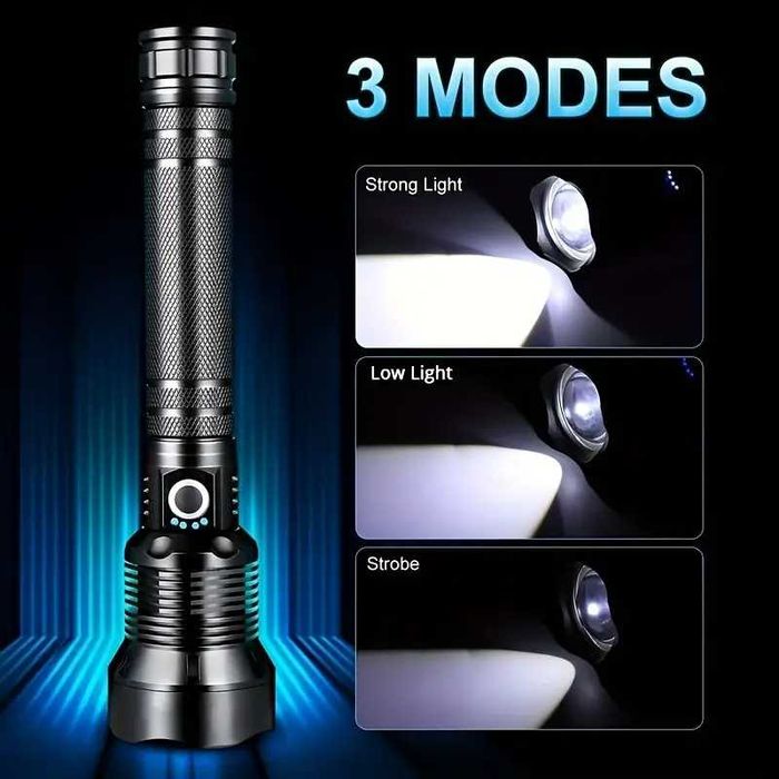 Мощный фонарь с 2 акк. 18650 - zoom - в комплекте - новое -с гарантией