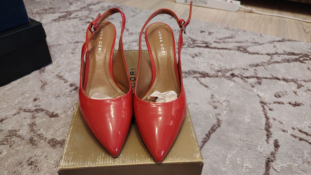 Pantofi Ana Cori, stiletto, corai, piele naturala, nr 39.ca noi!