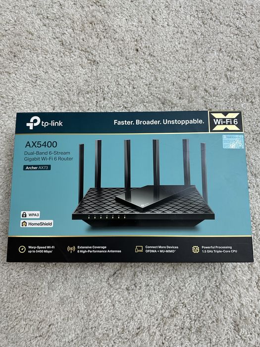 Router Wireless Gigabit TP-LINK Archer AX73 AX5400, Wi-Fi 6, Dual-Band 574 + 4804 Mbps, negru