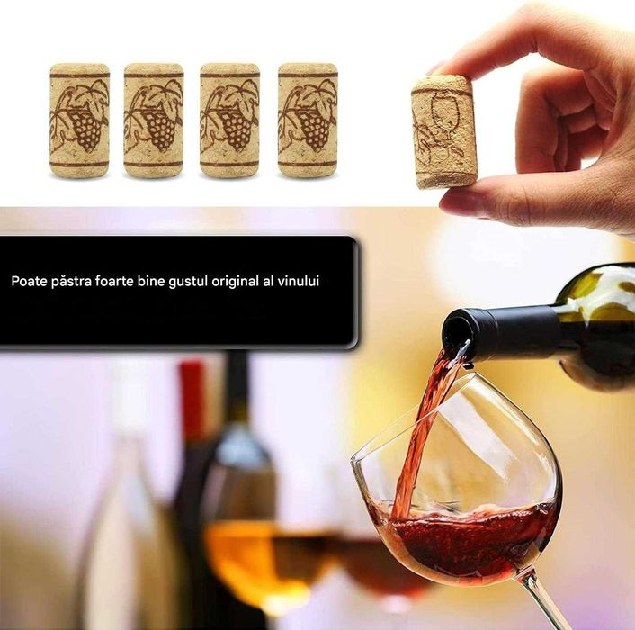 Set 100 dopuri din pluta naturala pentru sticle de vin 2.2 x 3.3 cm