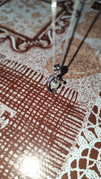 Сребърен комплект обеци и колие с висулка, прозрачни камъчета - 3 вида