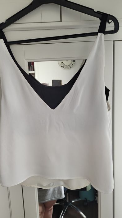 Top Zara Nou Interesant alb- negru din 3 straturi