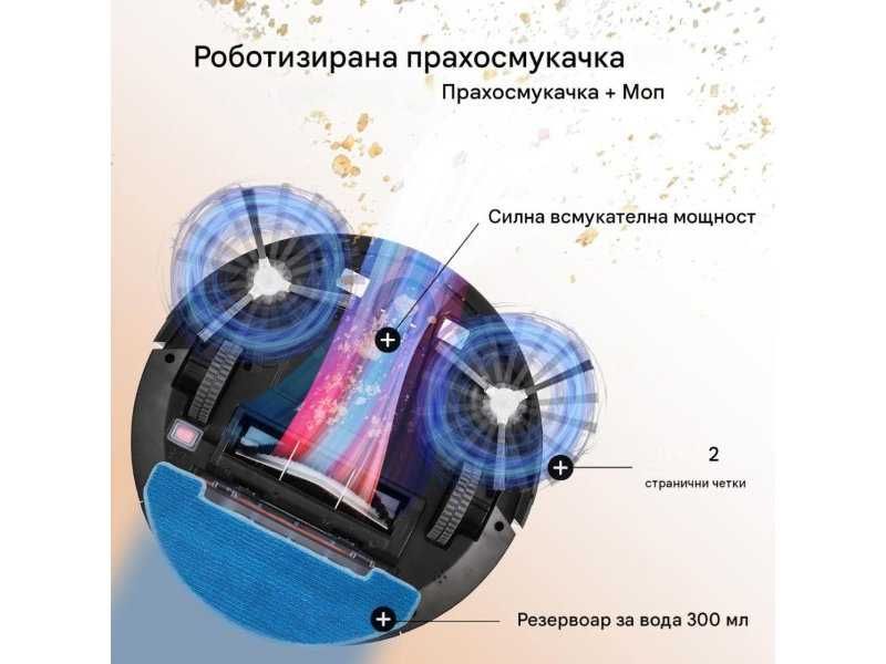 Робот Прахосмукачка Venga! VG RVC 3000 BK - 1600Pa, 0.6л, Черен