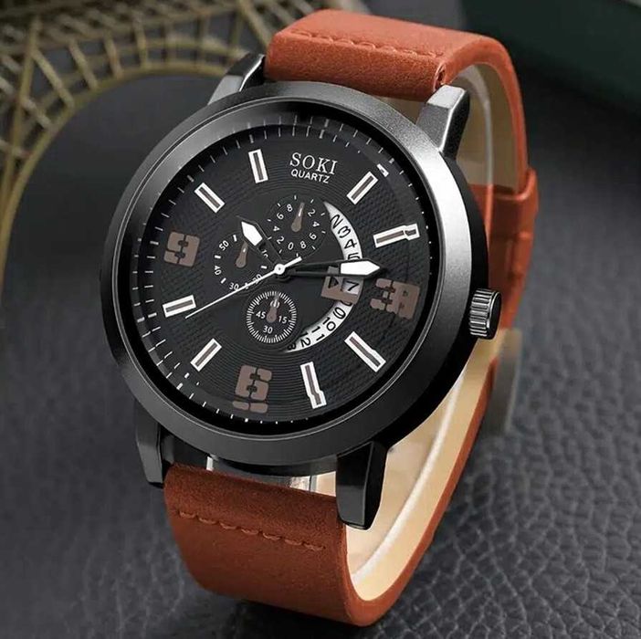 Set Ceas barbati si bratari de piele cadoul perfect